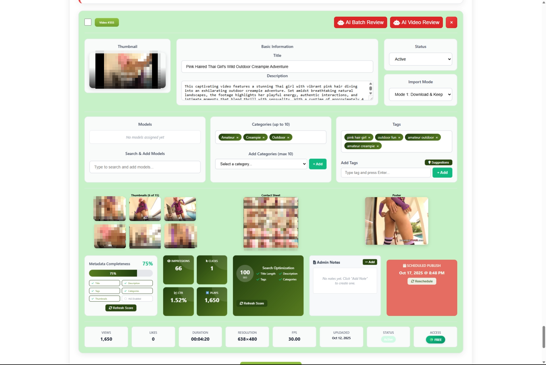 Video Dashboard Manager